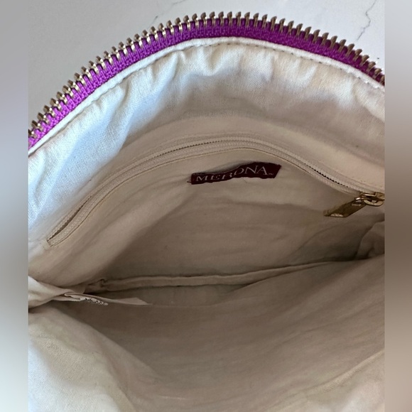 Boho Tribal Beaded Clutch Purse Fringe Tassel Metallic Charms Costal Grandma - Picture 8 of 11